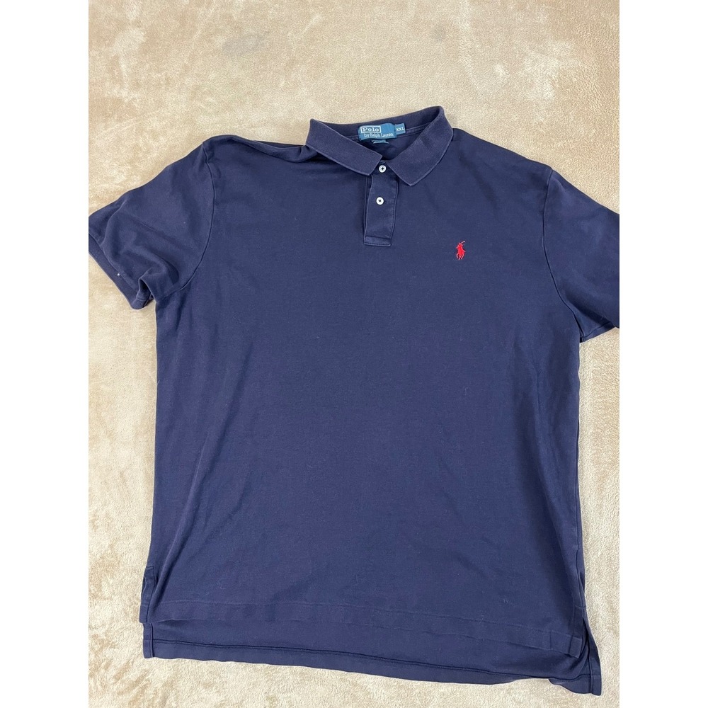 Vintage Polo Ralph Lauren Polo Men's 2XL, Navy Blue Stretchy Short Sleeve